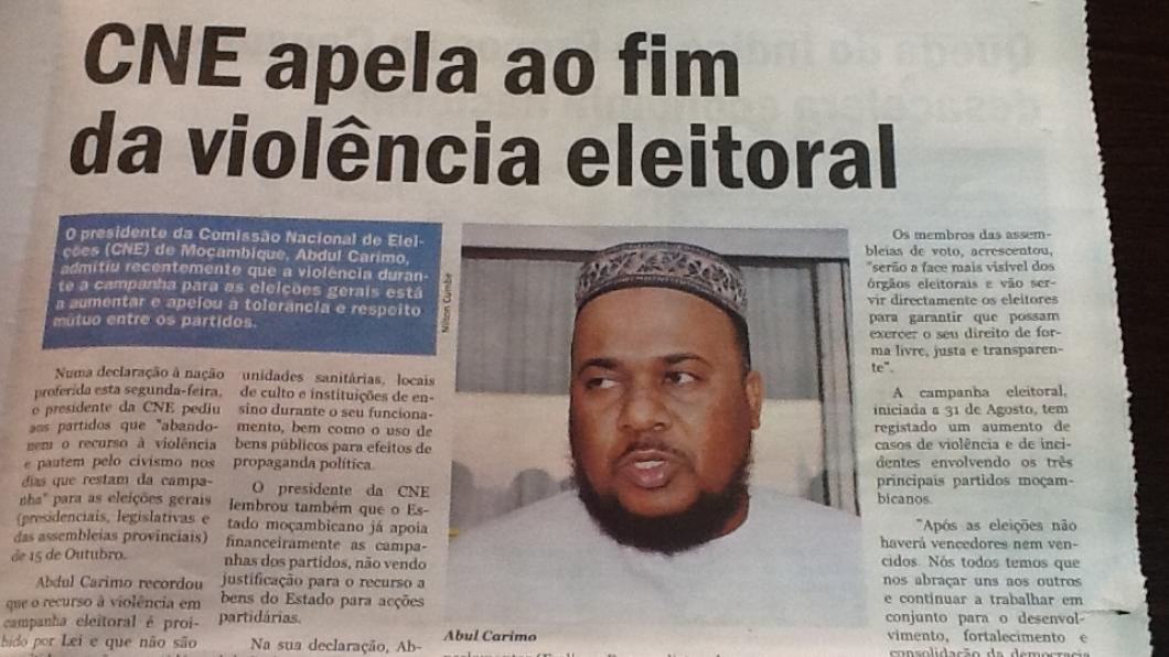 De voorzitter van de kiesraad roept op tot einde van geweld