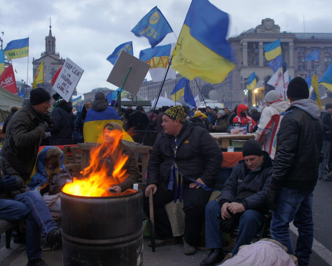 Demonstranten op het Maidanplein