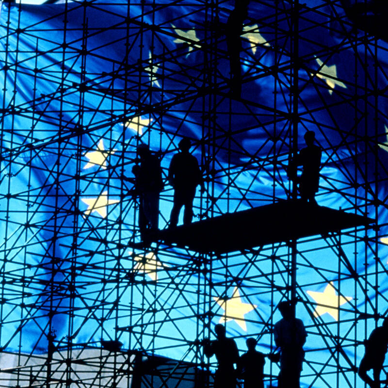 Steigers met de Europese vlag