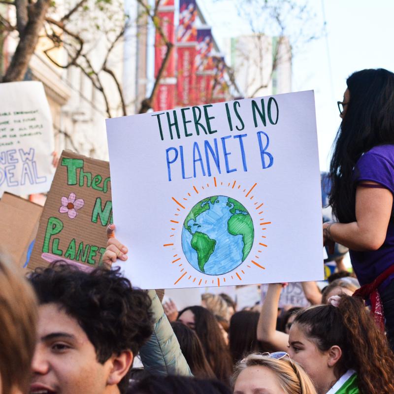 Afbeelding van mensen op een klimaatdemonstratie